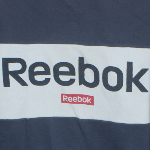 Reebok Men's Blue Pullover Sweatshirt M Crew Neck Logo Sportswear