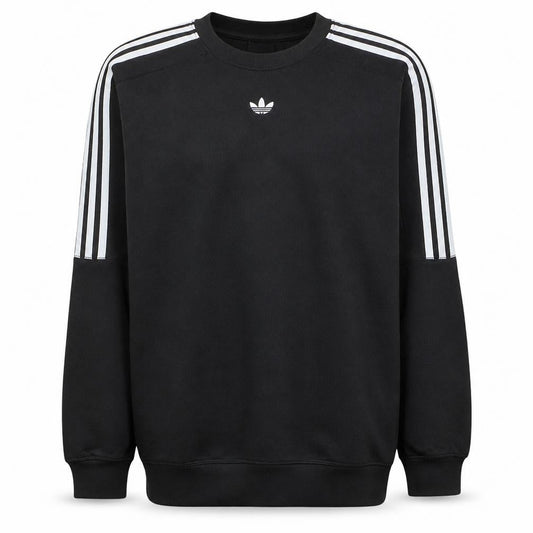 Front view of Adidas Men's Black XL Pullover Sweatshirt with Logo Trim