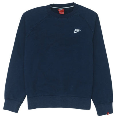 Nike Mens Blue Pullover Sweatshirt M Crew Neck Fleece Logo Jumper