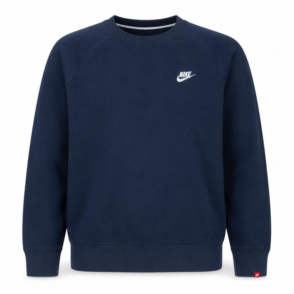 Nike Mens Blue Pullover Sweatshirt M Crew Neck Fleece Logo Jumper