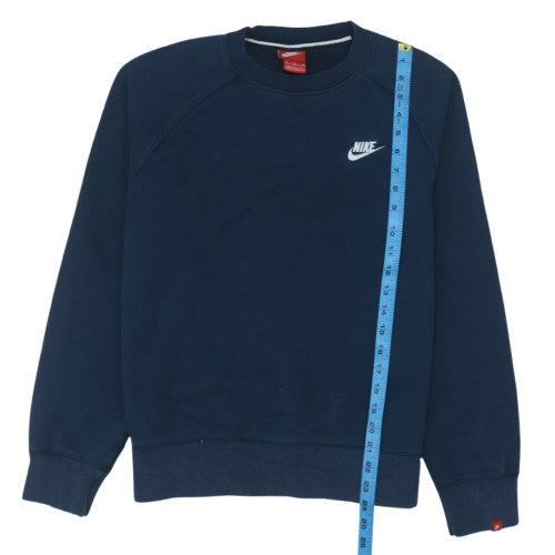 Nike Mens Blue Pullover Sweatshirt M Crew Neck Fleece Logo Jumper