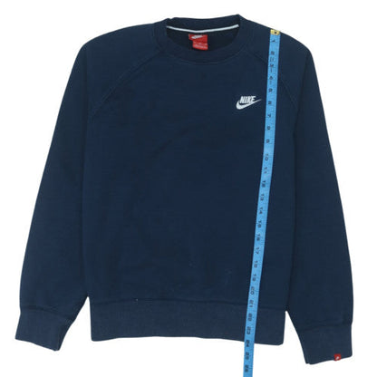Nike Mens Blue Pullover Sweatshirt M Crew Neck Fleece Logo Jumper