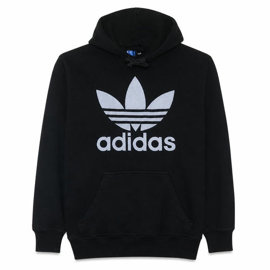 Front view of Adidas Men's Black Pullover Hoodie S Regular Fit Graphic Sportswear