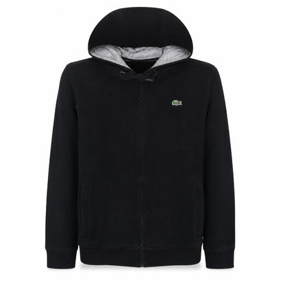 Lacoste Men’s Black Full Zip Hoodie M Hooded Fleece Sweatshirt
