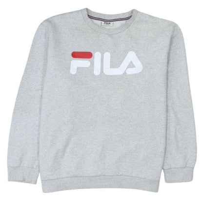 Fila Men's Grey Pullover Sweatshirt XXL Regular Fit Logo Crew Neck
