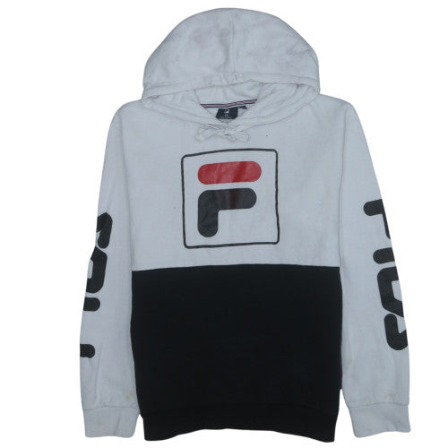 FILA Men's White & Black Pullover Hoodie L Sports Style