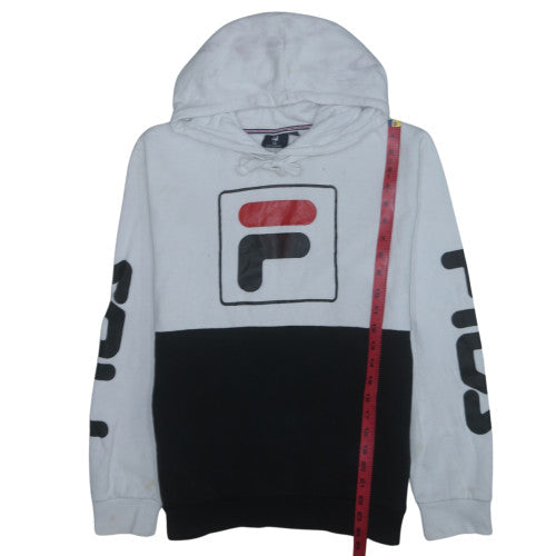 FILA Men's White & Black Pullover Hoodie L Sports Style