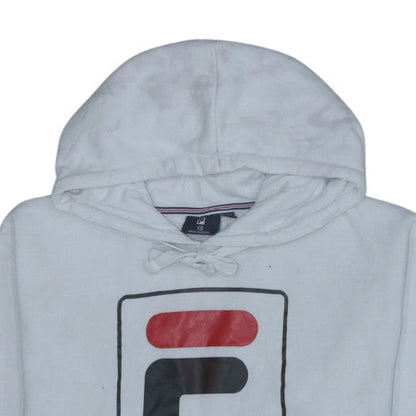 FILA Men's White & Black Pullover Hoodie L Sports Style