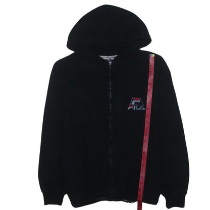 Fila Men's Black Full Zip Hoodie S Sports Logo Sweatshirt