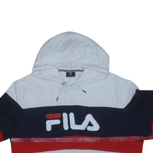 FILA Men’s White Pullover Hoodie L Logo Sports Sweatshirt