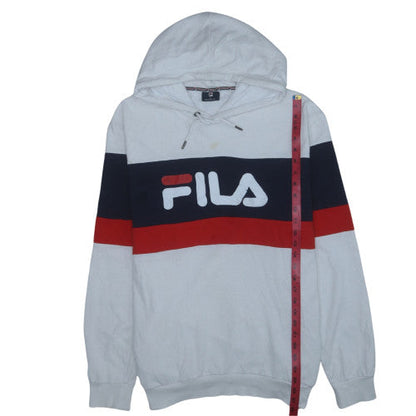 FILA Men’s White Pullover Hoodie L Logo Sports Sweatshirt