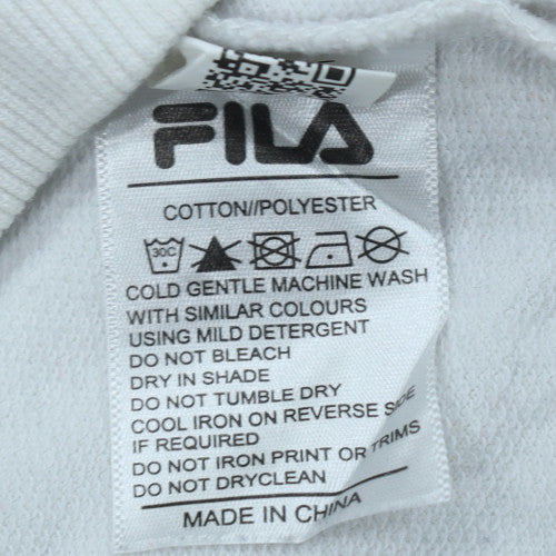 FILA Men’s White Pullover Hoodie L Logo Sports Sweatshirt
