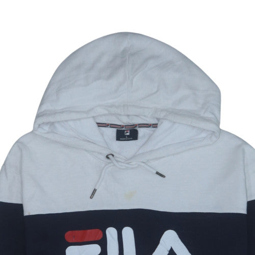FILA Men’s White Pullover Hoodie L Logo Sports Sweatshirt