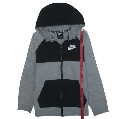Nike Boys Grey Colourblock Fleece Zip Hoodie Jacket Size 14 Years