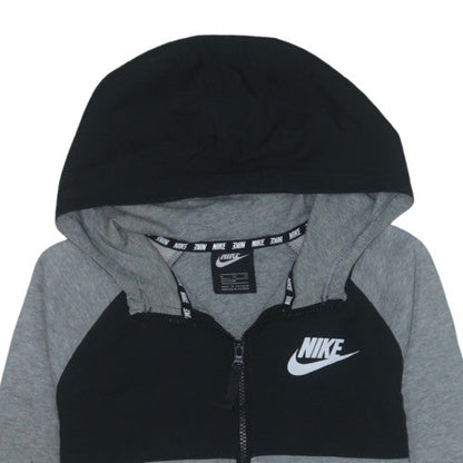 Nike Boys Grey Colourblock Fleece Zip Hoodie Jacket Size 14 Years