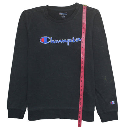 Champion Womens Black XL Pullover Sweatshirt with Logo Detail