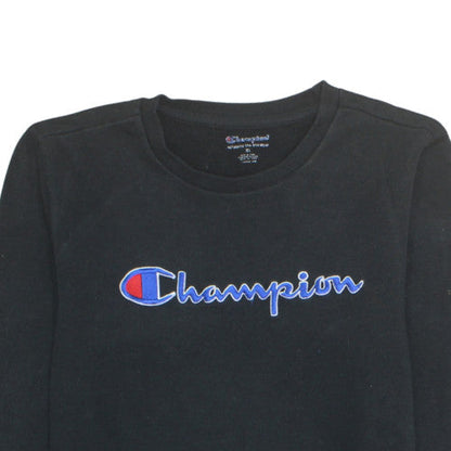 Champion Womens Black XL Pullover Sweatshirt with Logo Detail