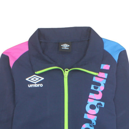 Umbro Boys Navy Track Jacket S Blue Pink Trim Full Zip Activewear