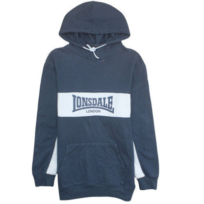 Lonsdale Men's Blue Pullover Hoodie L Logo Fleece Sweatshirt