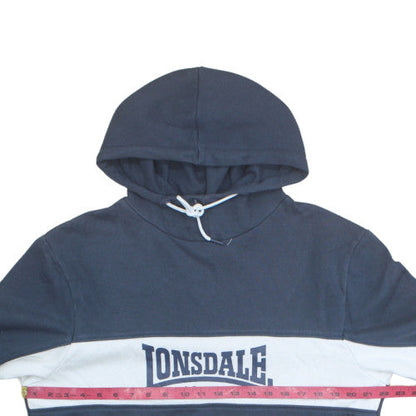 Lonsdale Men's Blue Pullover Hoodie L Logo Fleece Sweatshirt