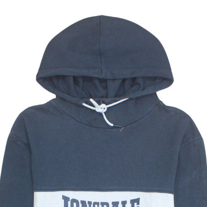 Lonsdale Men's Blue Pullover Hoodie L Logo Fleece Sweatshirt