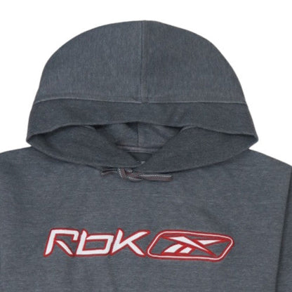 Reebok Mens Grey Pullover Hoodie M Sports Logo Fleece