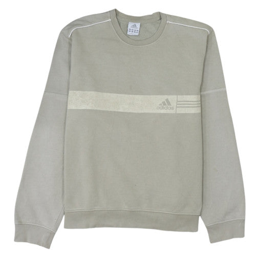 Adidas Men's Beige Pullover Sweatshirt M Regular Crew Neck Fleece