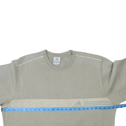 Adidas Men's Beige Pullover Sweatshirt M Regular Crew Neck Fleece