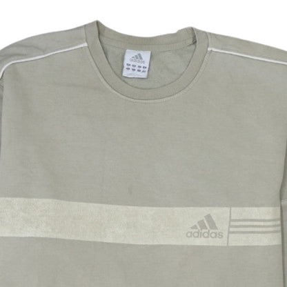 Adidas Men's Beige Pullover Sweatshirt M Regular Crew Neck Fleece