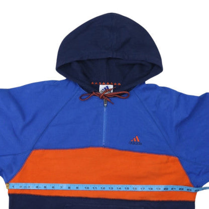 Adidas Mens Blue Orange Quarter Zip Pullover Hoodie M