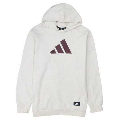 Adidas Men's Beige XL Pullover Hoodie with Logo Print