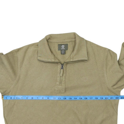 Timberland Men's Beige Cotton 1/4 Zip Regular Fit Jumper M