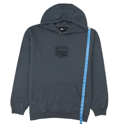 Quiksilver Mens Grey Pullover Hoodie L Fleece Surf Logo