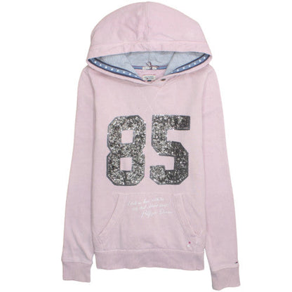 Hilfiger Denim Womens Pink Sequin 85 Pullover Hoodie Size M