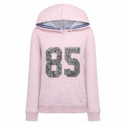 Hilfiger Denim Womens Pink Sequin 85 Pullover Hoodie Size M
