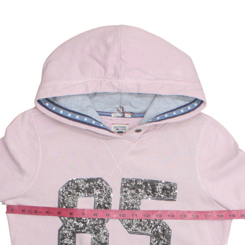 Hilfiger Denim Womens Pink Sequin 85 Pullover Hoodie Size M