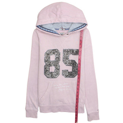 Hilfiger Denim Womens Pink Sequin 85 Pullover Hoodie Size M