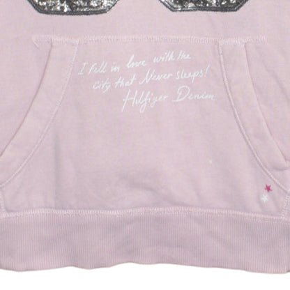 Hilfiger Denim Womens Pink Sequin 85 Pullover Hoodie Size M