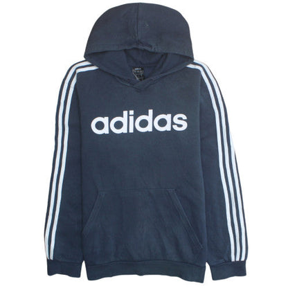 Adidas Mens Navy Blue XL Pullover Hoodie with Logo Print