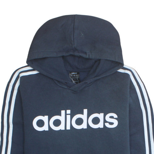 Adidas Mens Navy Blue XL Pullover Hoodie with Logo Print