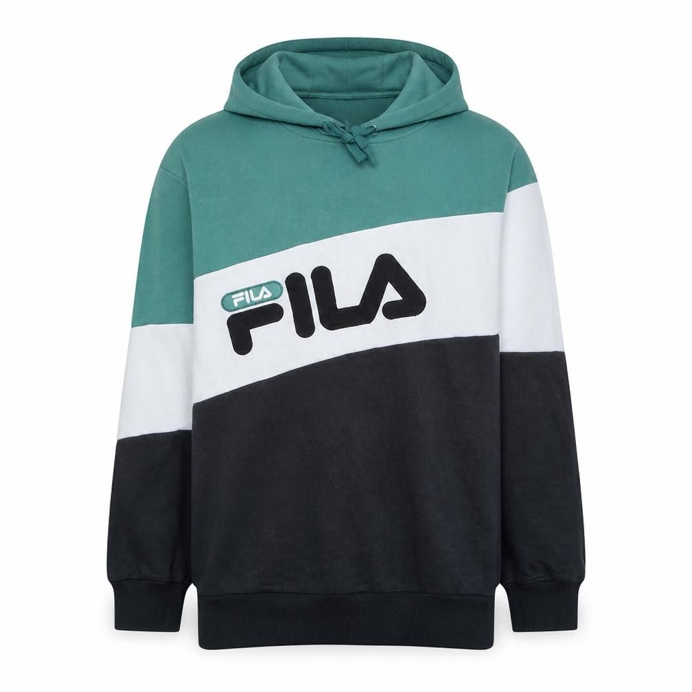 Fila Men's Green Colour Block Pullover Hoodie Size M