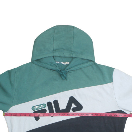 Fila Men's Green Colour Block Pullover Hoodie Size M