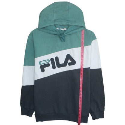 Fila Men's Green Colour Block Pullover Hoodie Size M
