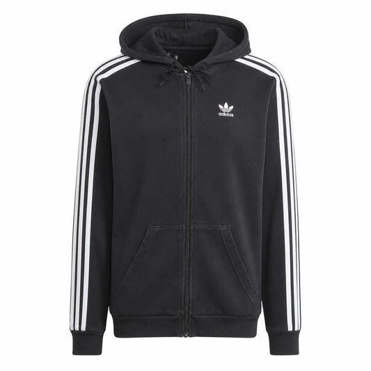 Front view of adidas Men's Black Full Zip Hoodie S Regular Fit Sportswear