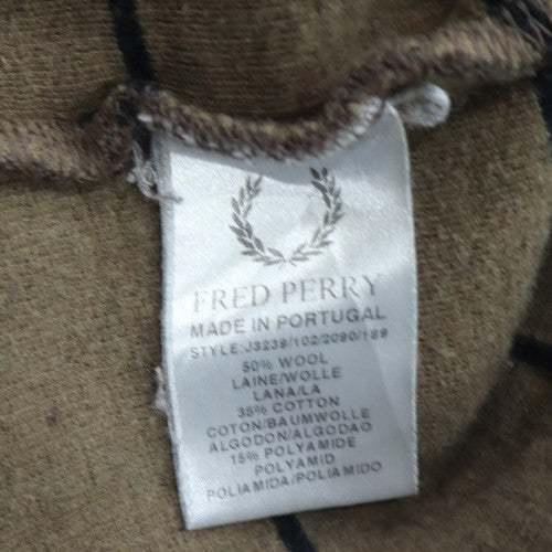 Fred Perry Mens Brown and Black Wool Full Zip Jumper XL