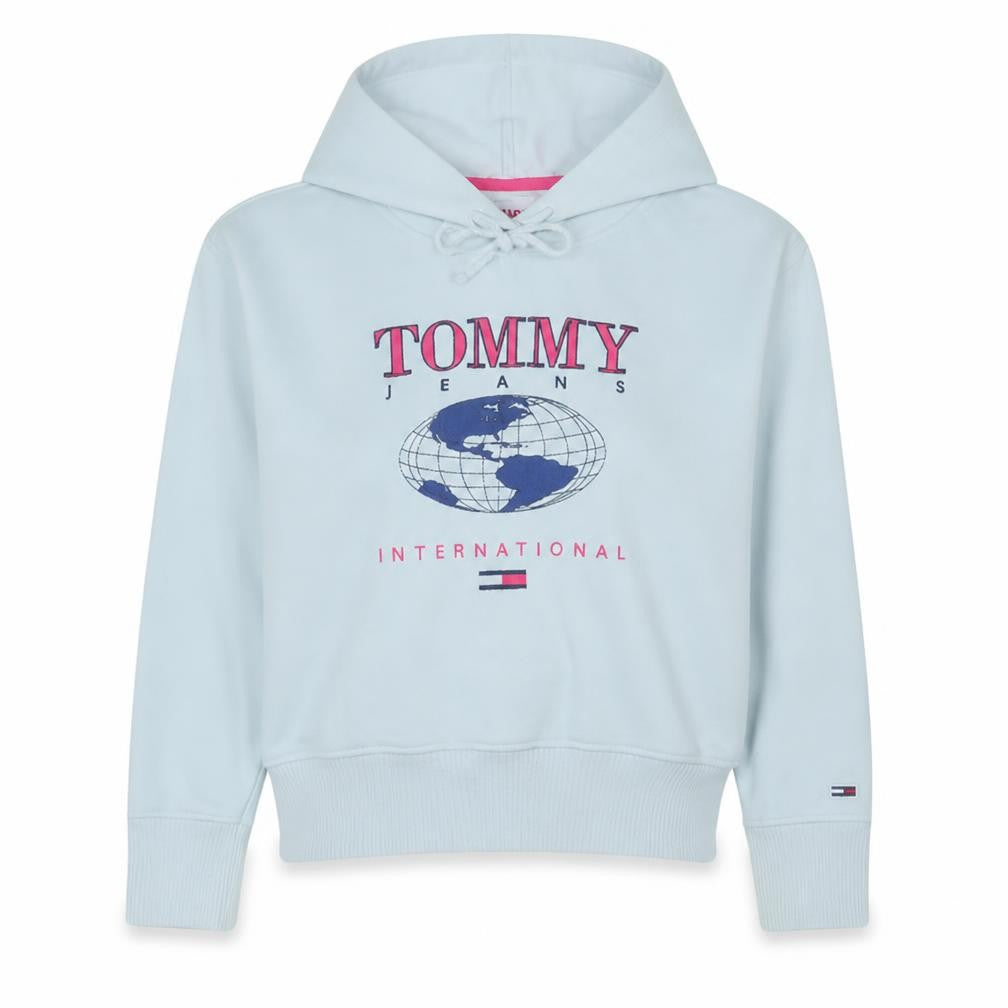 Tommy Jeans Women's White Hooded Pullover Sweatshirt Size M Logo Print