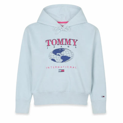 Tommy Jeans Women's White Hooded Pullover Sweatshirt Size M Logo Print