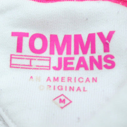 Tommy Jeans Women's White Hooded Pullover Sweatshirt Size M Logo Print