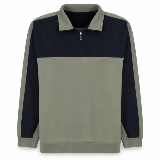 Front view of Adidas Men's Green 1/4 Zip Fleece Sweatshirt, size M