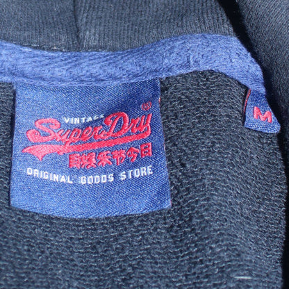 Superdry Men's Black Pullover Hoodie Size M Regular Fit Fleece